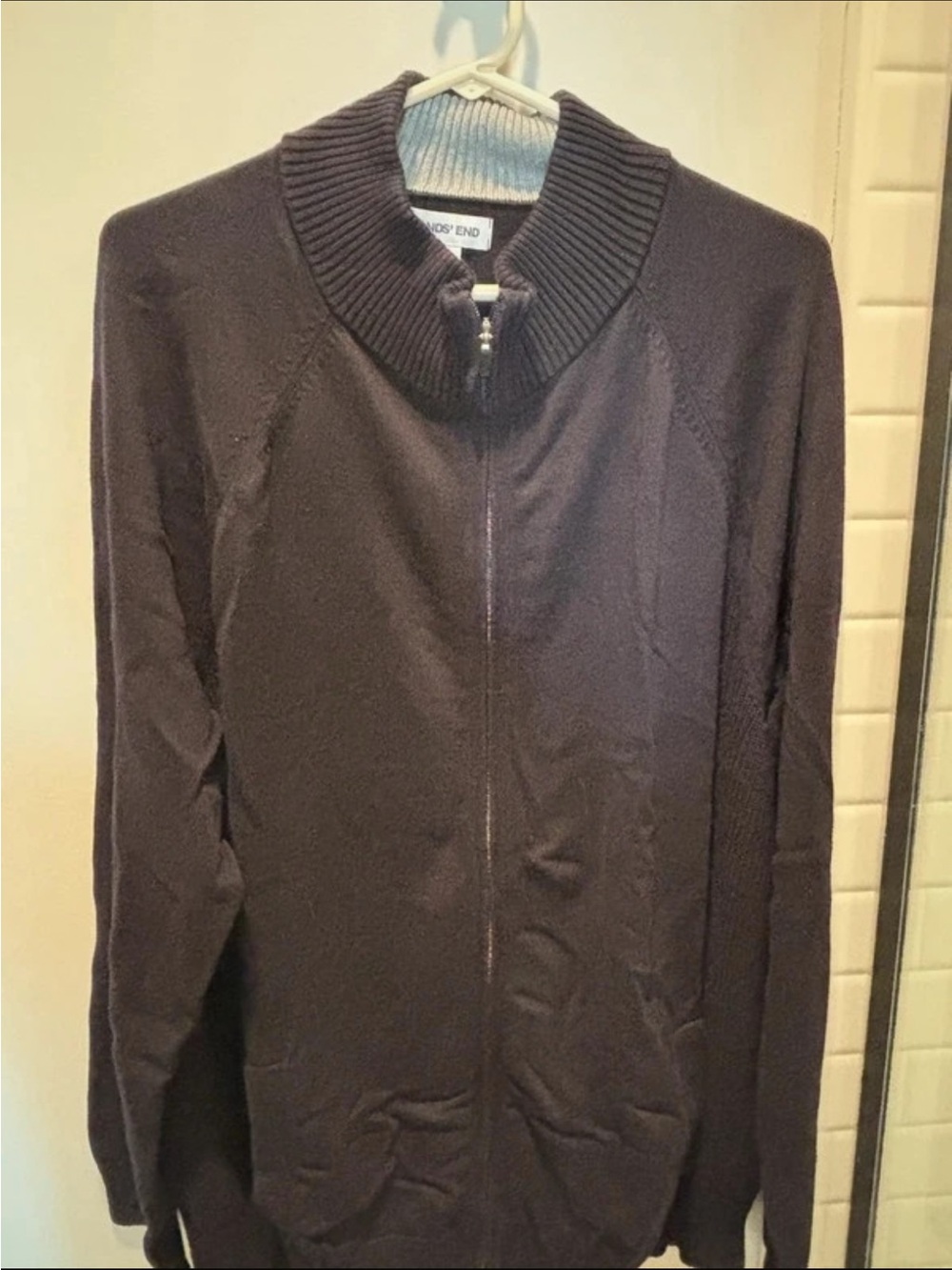 Lands' End Men's Zip-Up Sweater - Brown